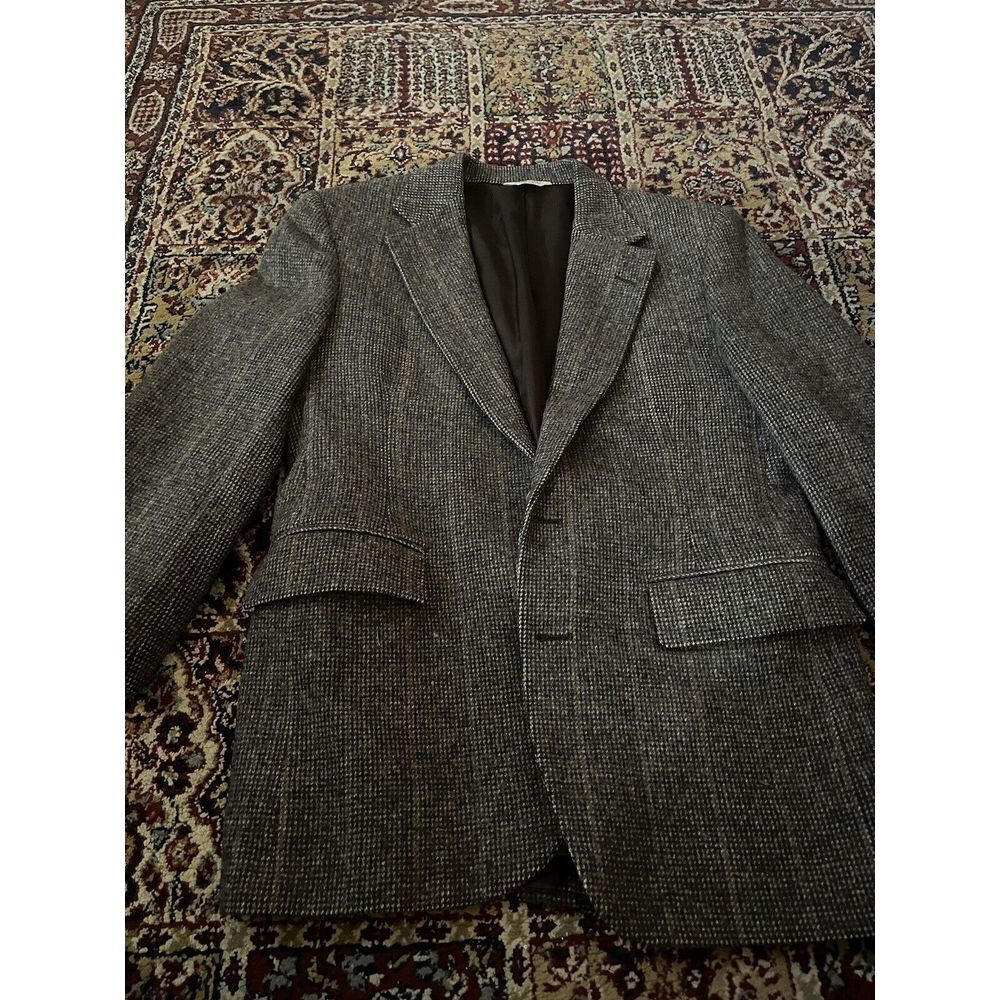 HUNT VALLEY MENS Grayish Brown 100%WOOL 2 BUTTON SPORTS JACKET - 5 P0CKETS - 44L